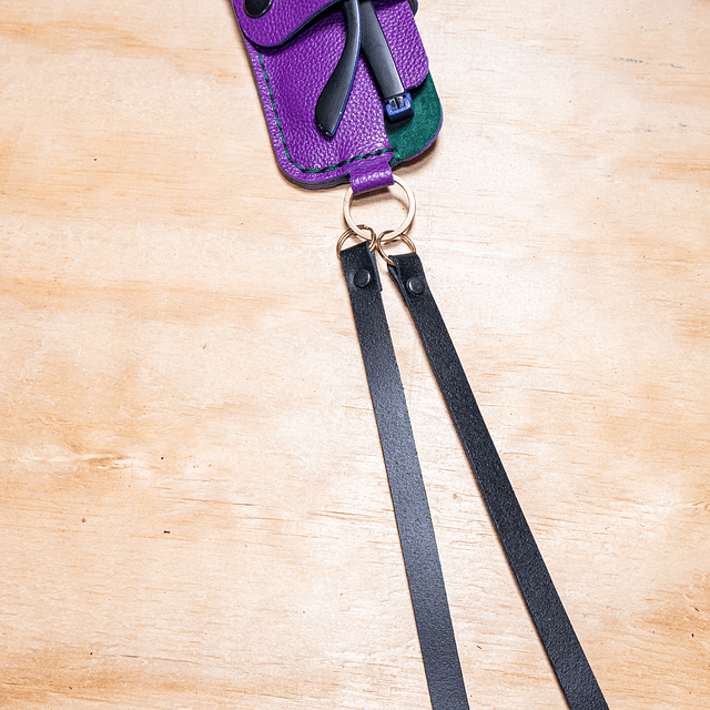 Estuche Pitío para lentes morado verde y negro