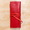Estuche rojo roll-up para lápices bolsillos de colores