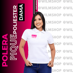 Polera Pique Personalizada Logotipo MUJER (100% POLIÉSTER)