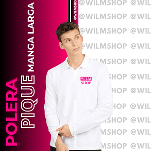 Polera Pique Manga Larga Personalizada Logotipo UNISEX