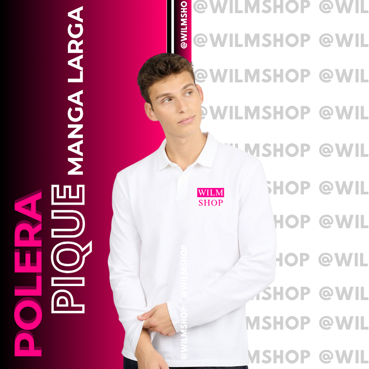Polera Pique Manga Larga Personalizada Logotipo UNISEX 1