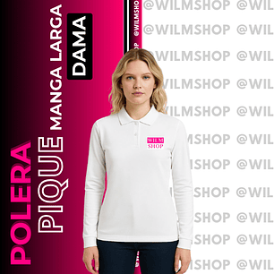Polera Pique Manga Larga Personalizada Logotipo DAMA