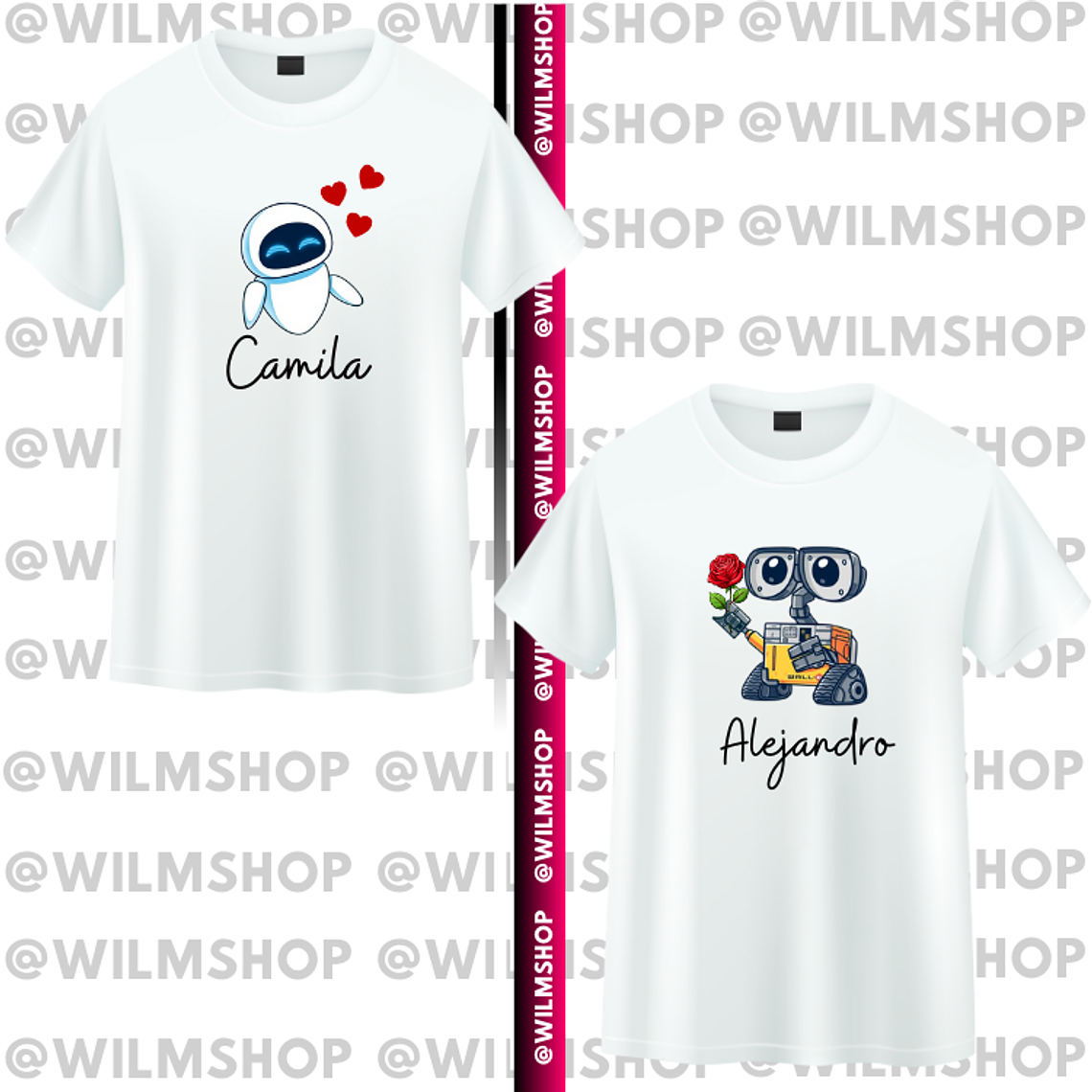 PACK POLERAS COUPLE SAN VALENTIN PIXAR #01 2