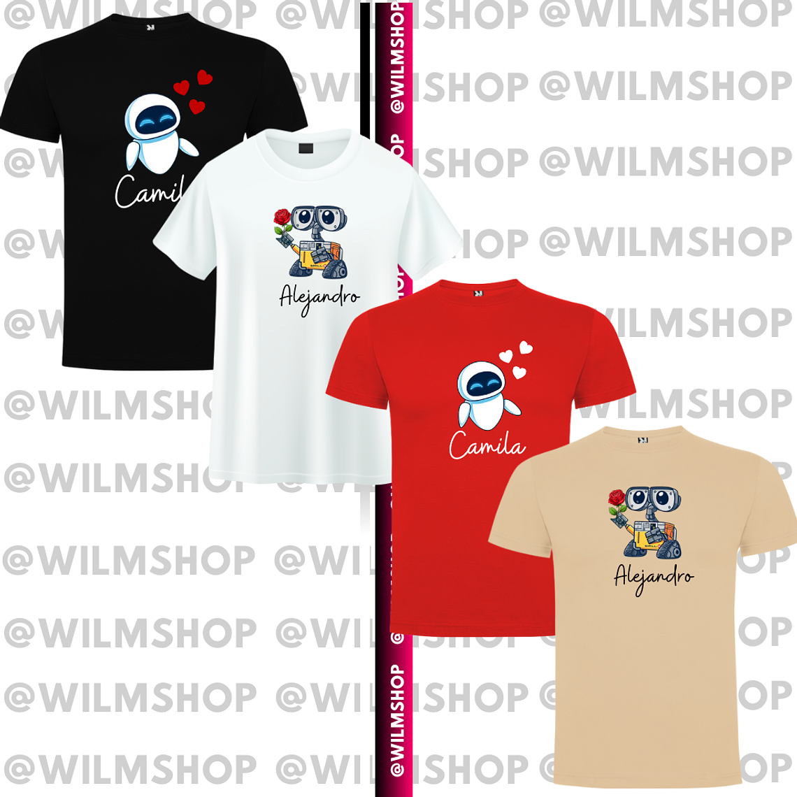 PACK POLERAS COUPLE SAN VALENTIN PIXAR #01 1