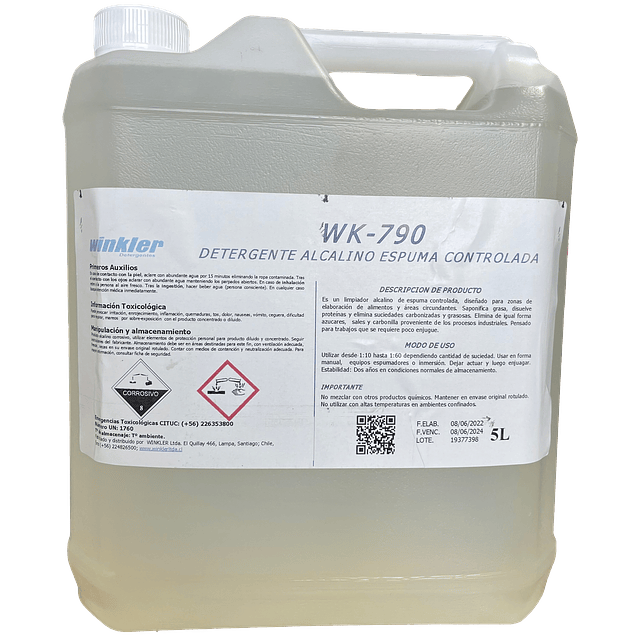 Detergente Alcalino con Espuma Controlada WK-790 5Lt