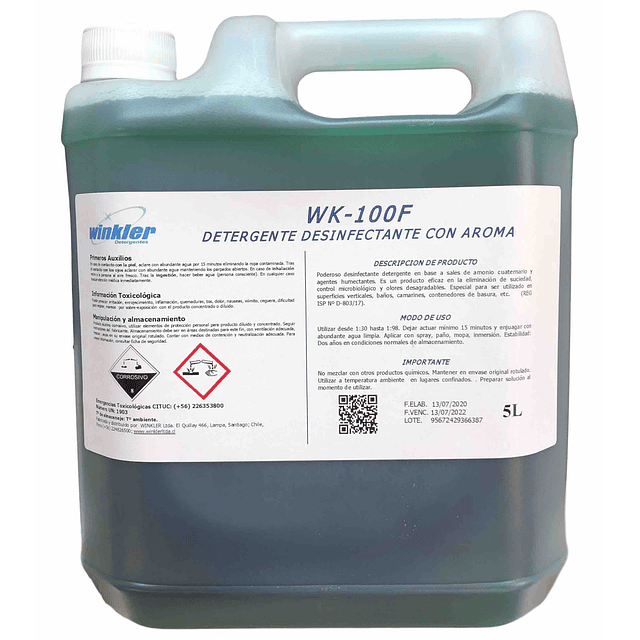 Detergente Desinfectante Alcalino WK-100 F 5Lt