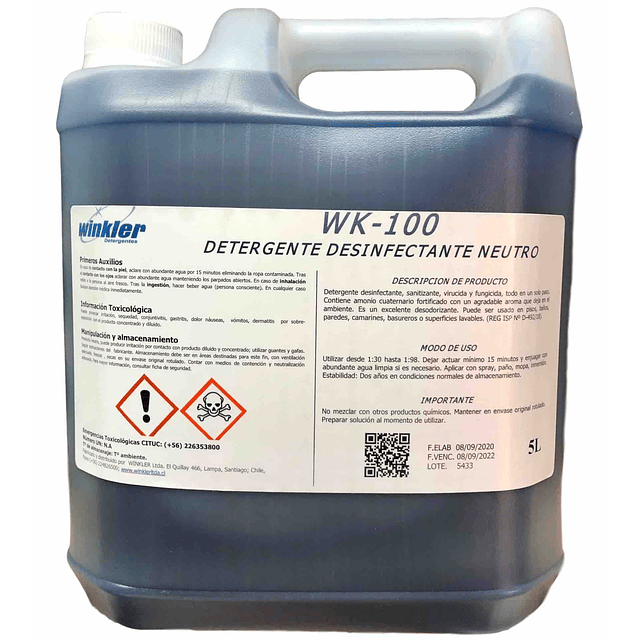 Detergente Desinfectante Neutro WK-100 5Lt