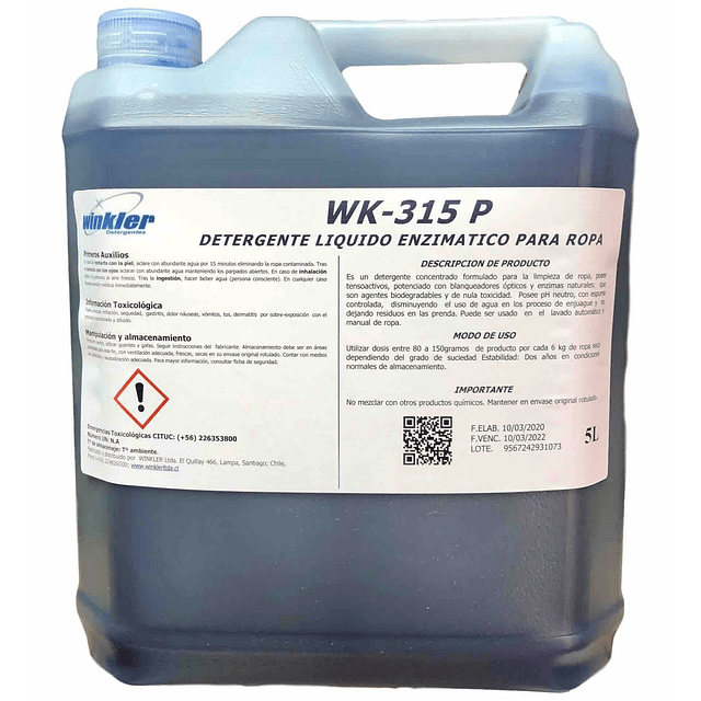 Detergente Liquido Ropa Enzimatico WK-315Plus 5Lt