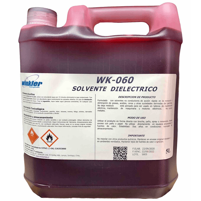 Solvente Dielectrico Inflamable 42ºc WK-060 5Lt
