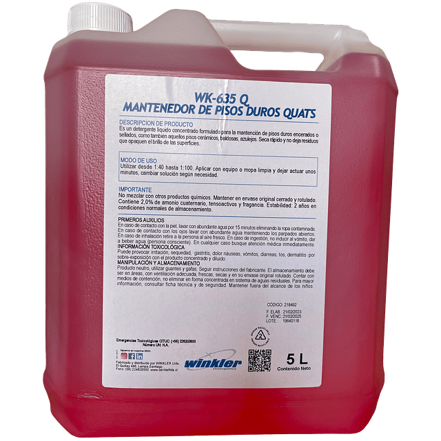 Mantenedor y Desinfectante de Pisos Duros WK-635Q 5Lt