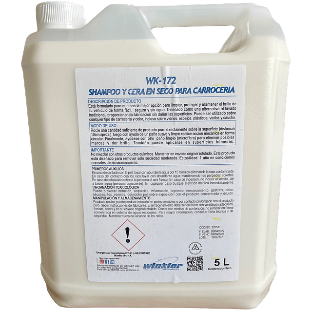 Shampoo y Cera en Seco para Carroceria WK-172 5Lt