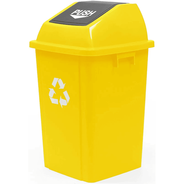 Basurero Tapa Push 60Lt Amarillo