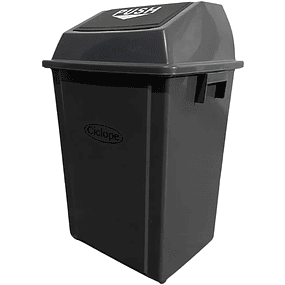 Basurero Tapa Push 60Lt Gris Oscuro