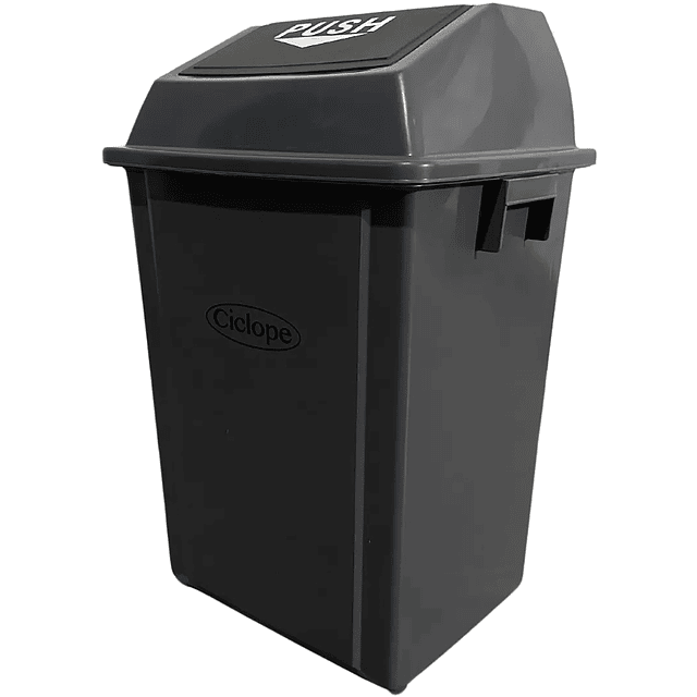 Basurero Tapa Push 60Lt Gris Oscuro