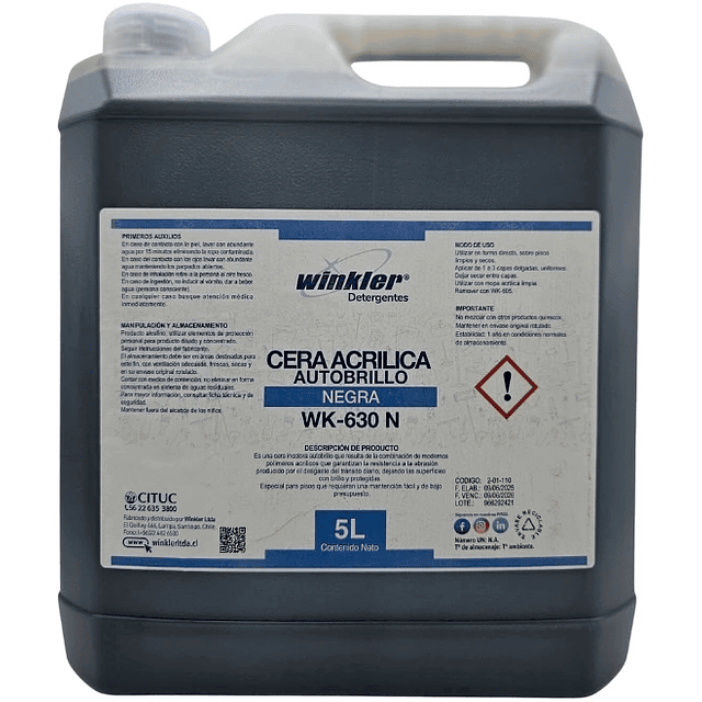 Cera Acrilica Autobrillo Negra 18% WK-630N 5L