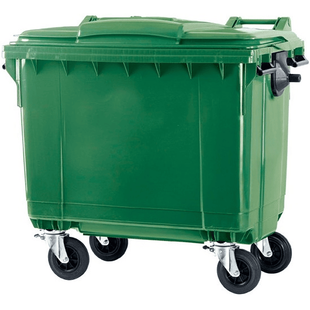 Contenedor de Basura Verde 1100L Con Asas
