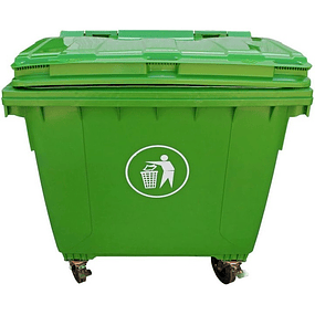 Contenedor de Basura Verde 1100L Sin Asas