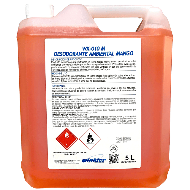 Desodorante Ambiental Mango WK-010Mg 5L