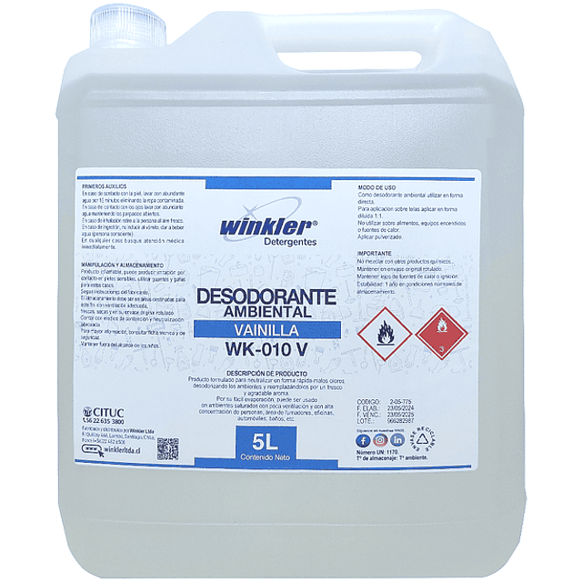 Desodorante Ambiental Vainilla/Chocolate WK-010V 5L