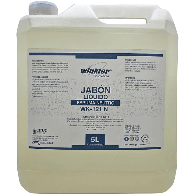 Jabon Liquido Espuma Neutro WK-121 5L