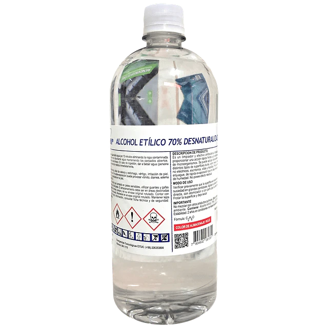 Alcohol Etilico Desnaturalizado Tecnico 70% 1L