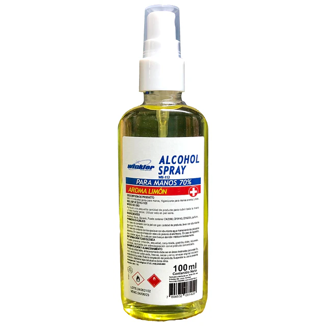 Alcohol Spray para Manos 70% WK-113 Limon 100Ml