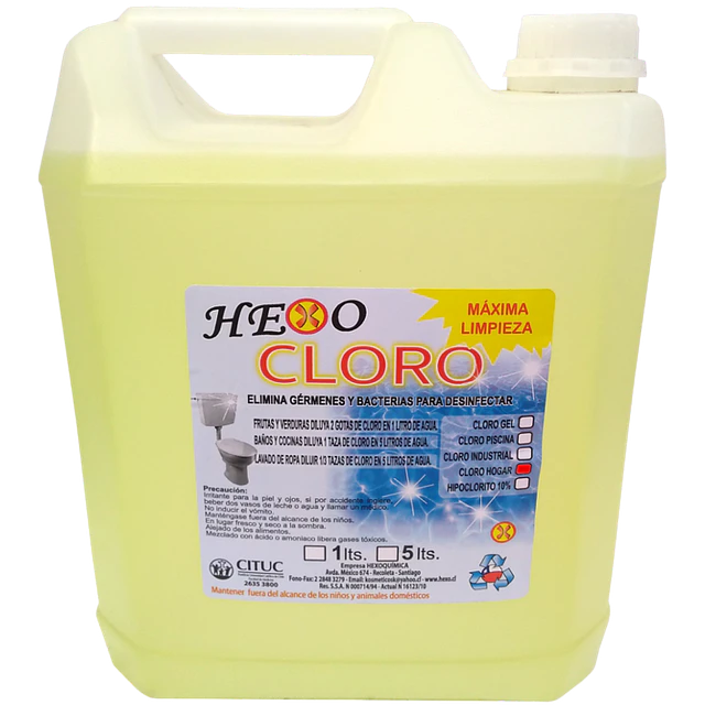 Cloro, Hipoclorito de Sodio al 10% HX 5L