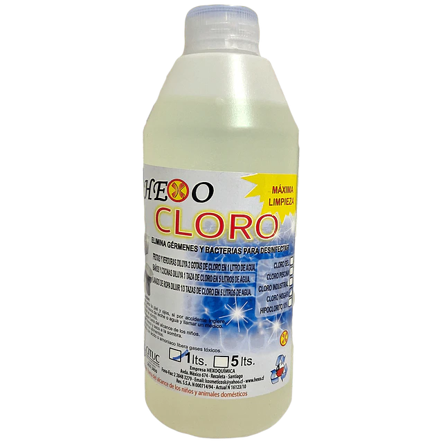 Cloro, Hipoclorito de Sodio al 3% HX 1Lt