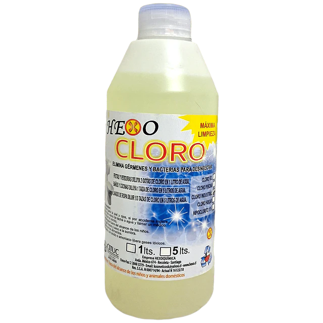 Cloro, Hipoclorito de Sodio al 5% HX 1Lt