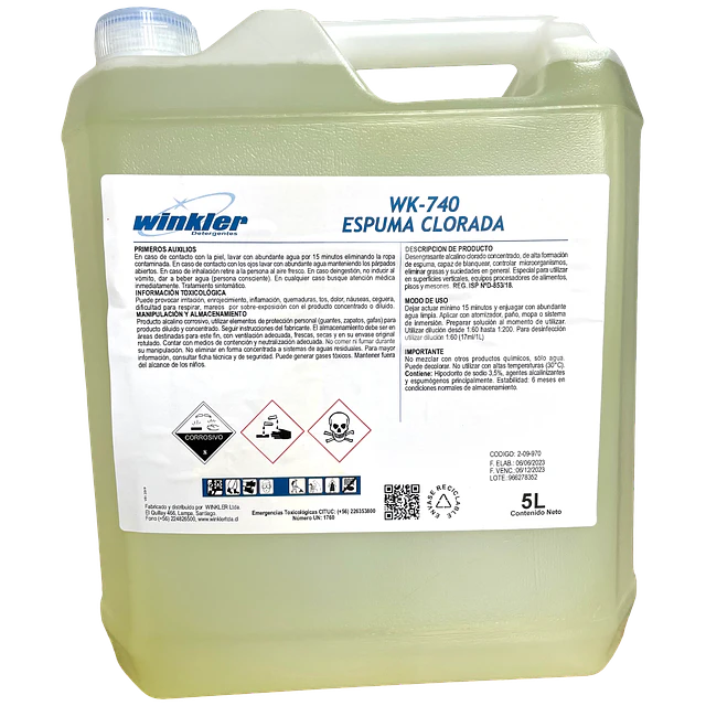Espuma Clorada Desinfectante Industrial 3,5% WK-740 5L