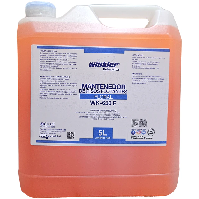 Mantenedor Desinfectante Piso Flotante Floral WK-650F 5L