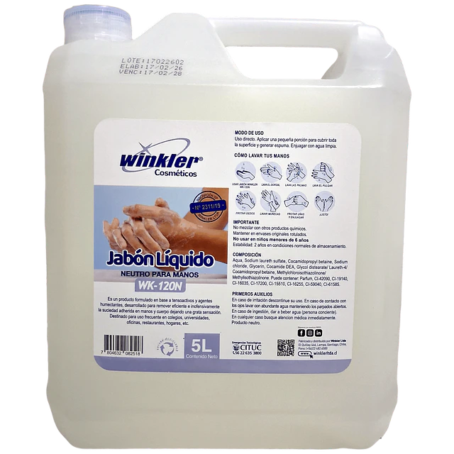 Jabon Liquido Perlado Neutro WK-120N 5L