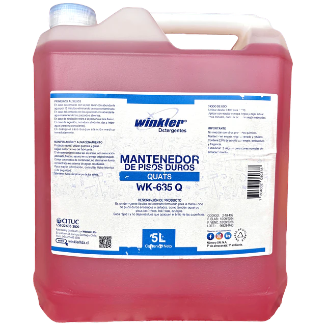 Mantenedor y Desinfectante de Pisos Duros WK-635Quats 5L