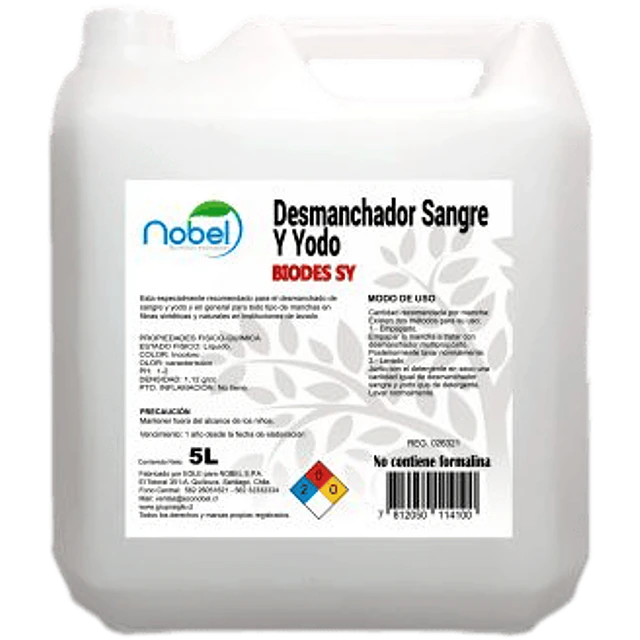 Desmanchador Sangre y Yodo en Tela Biodes S-Y 5L