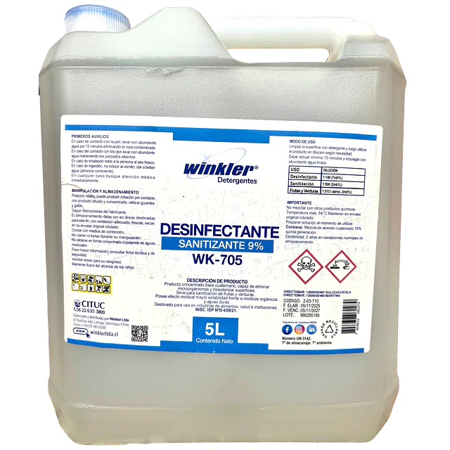Desinfectante Sanitizante A.C. Industria Alimentos WK-705 5L