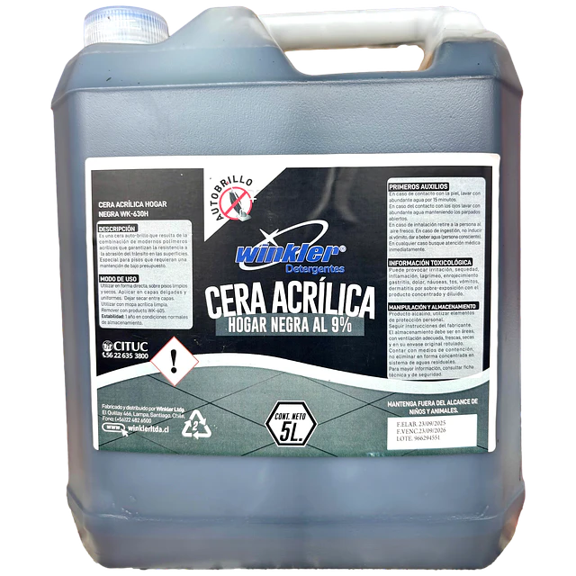 Cera Acrilica Autobrillo Hogar Negra 9% WK-630Hn 5L