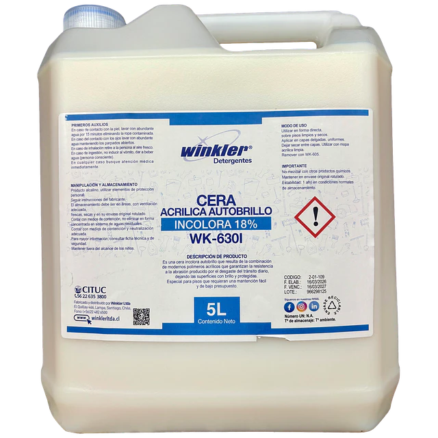 Cera Acrilica Autobrillo Incolora 18% WK-630 I 5L