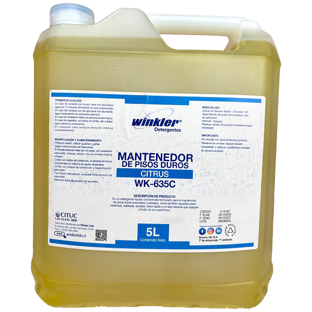 Mantenedor de Pisos Duros Citrus WK-635C 5L