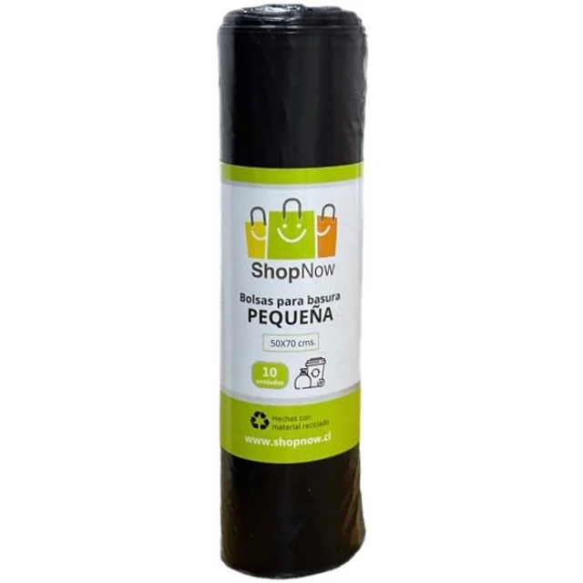 Bolsa Basura Negra 50X70 ShopNow con Amarre Rollo 10Un