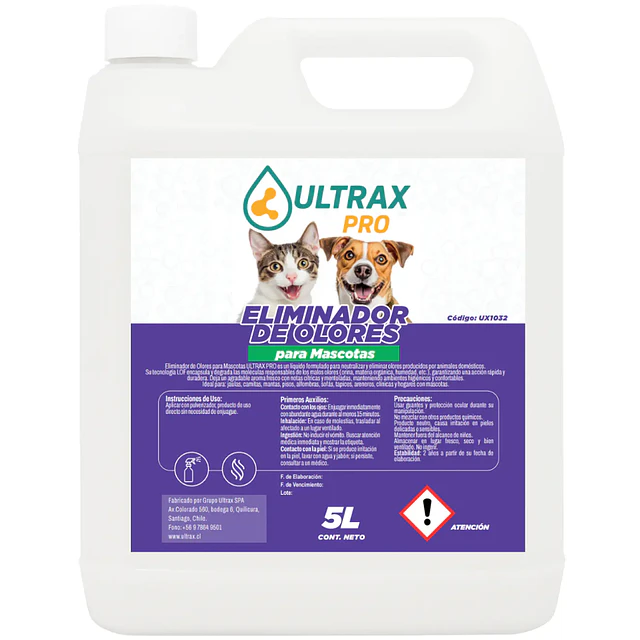 Eliminador de Olores para Mascotas Ultrax Pro 5L