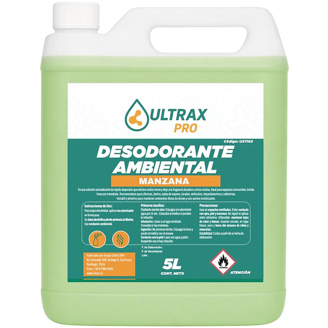 Desodorante Ambiental Manzana Ultrax Pro 5L