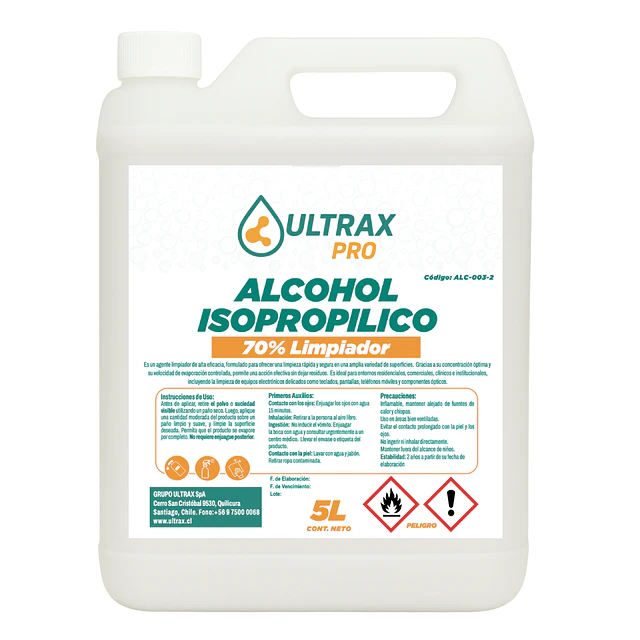 Alcohol Isopropilico 70% Ultrax Pro 5L