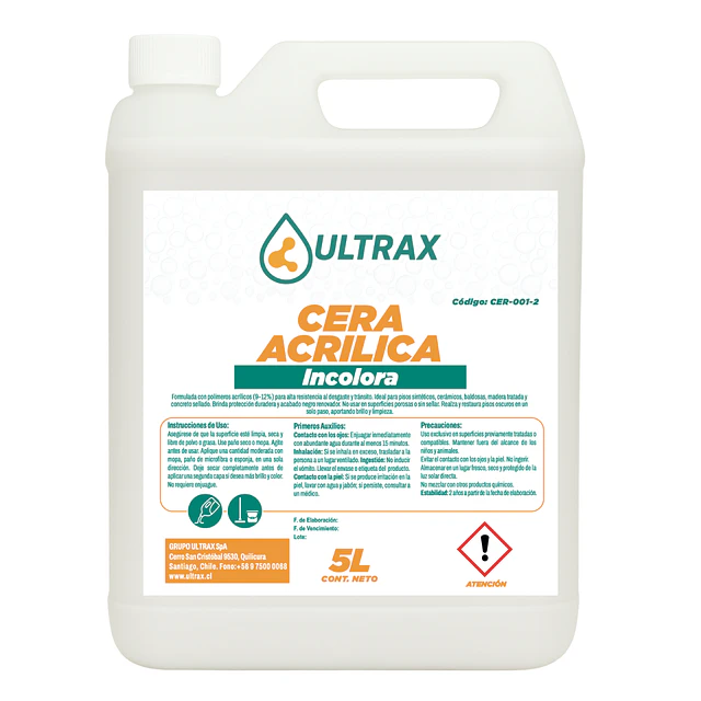 Cera Acrilica Incolora Ultrax 5L
