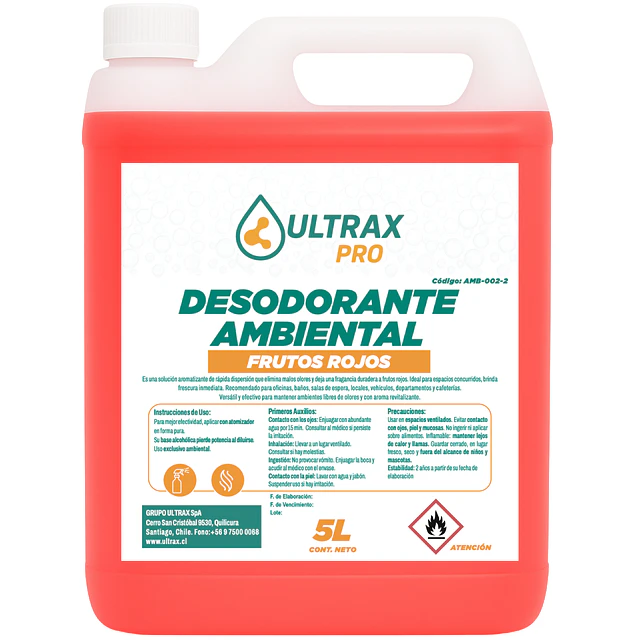 Desodorante Ambiental Frutos Rojos Ultrax Pro 5L