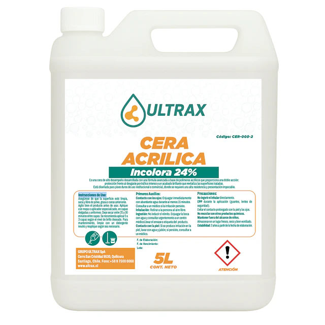 Cera Acrilica Incolora 24% Ultrax 5L