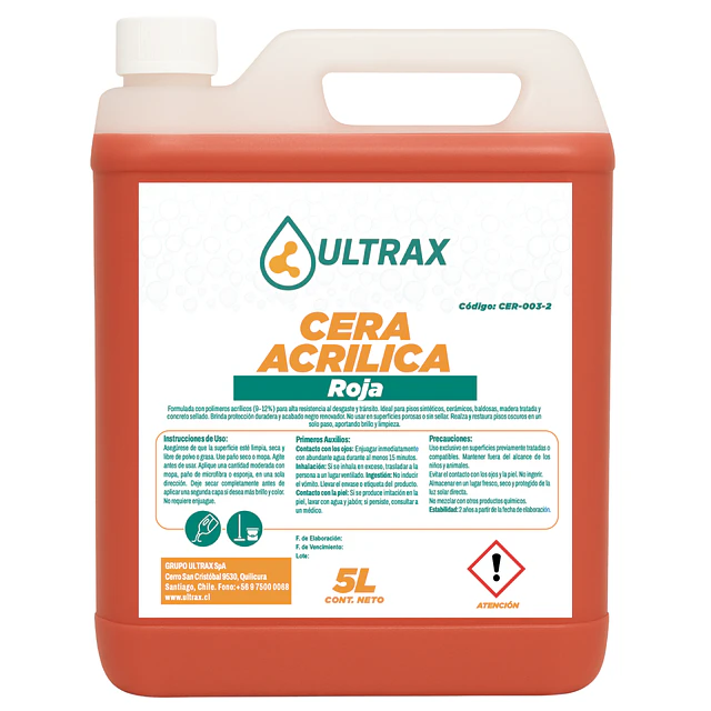 Cera Acrilica Roja Ultrax 5L