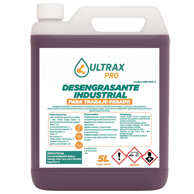 Desengrasante Industrial Trabajo Pesado Ultrax Pro 5L