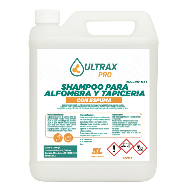 Shampoo Alfombra y Tapiceria con Espuma Ultrax Pro 5L