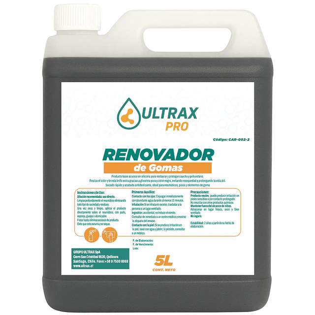 Renovador Goma Brillante Ultrax Pro - Negro 5L