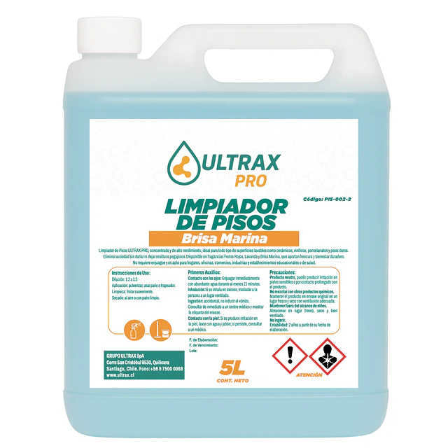 Limpiador Piso Brisa Marina Concentrado Ultrax Pro 5L
